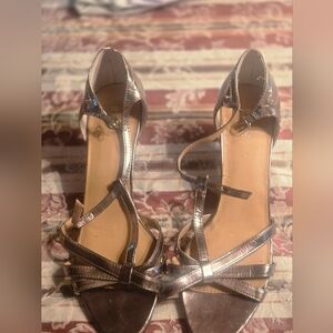 Elegant Silver Strappy Women's Heels